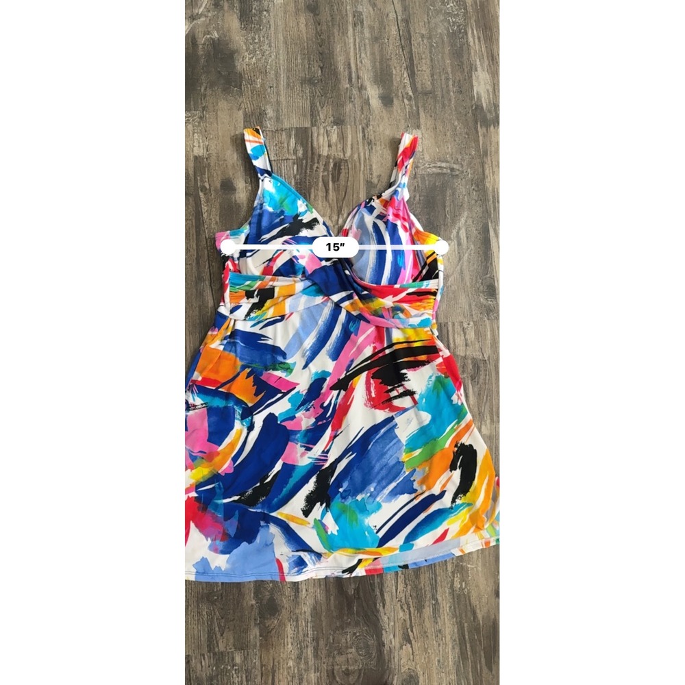 Suddenly Slim by Catalina Women Multicolor Modest Vacation Swim Dress XL 16-18 - Picture 6 of 9